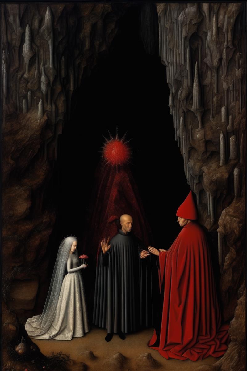 00438-4269317559-_lora_Jan van Eyck Style_1_Jan van Eyck Style - Jan van eyck style painting of a man and a woman getting married in a dark cave.png